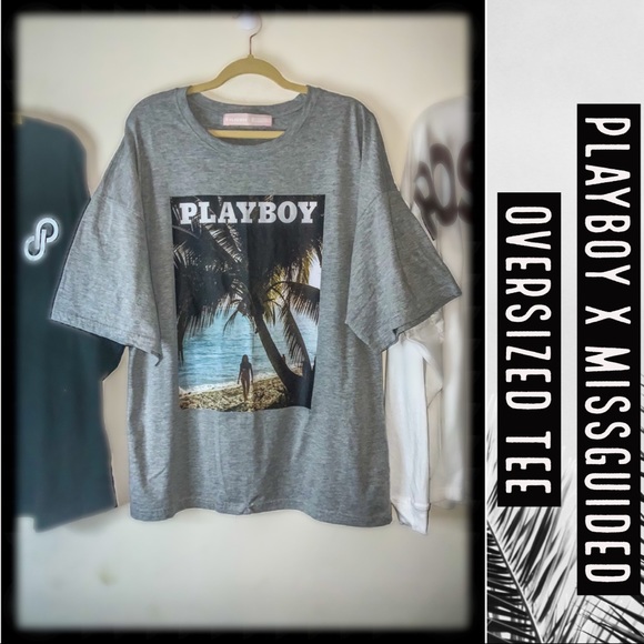 Missguided Tops - PLAYBOY X MISSGUIDED GRAPHIC OVERSIZED TEE